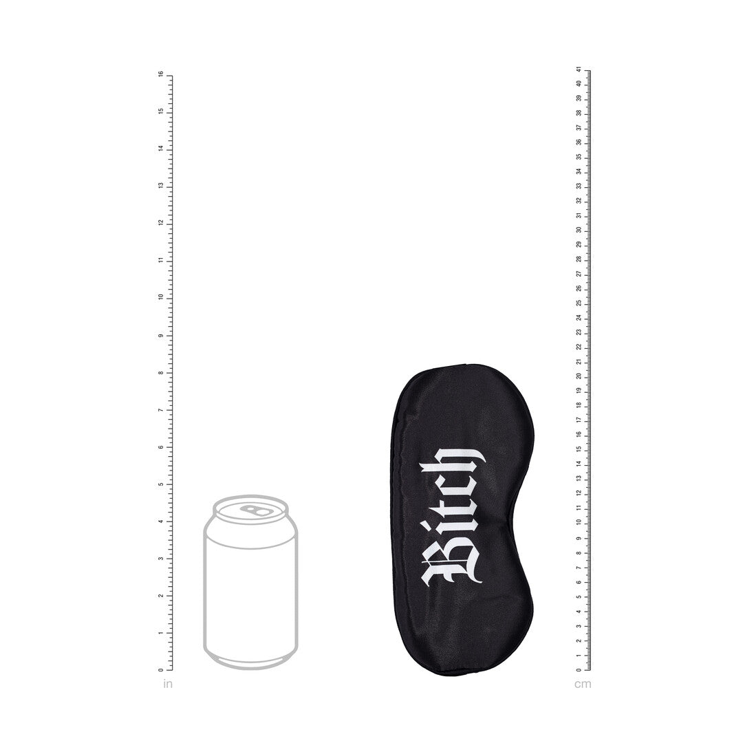 Bitch Satijnen Blinddoek – Zwart BDSM Oogmasker | Gedurfde Print