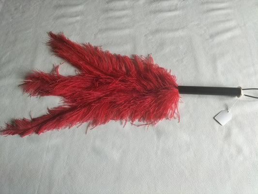 Red sensual play ostrich feather flogger