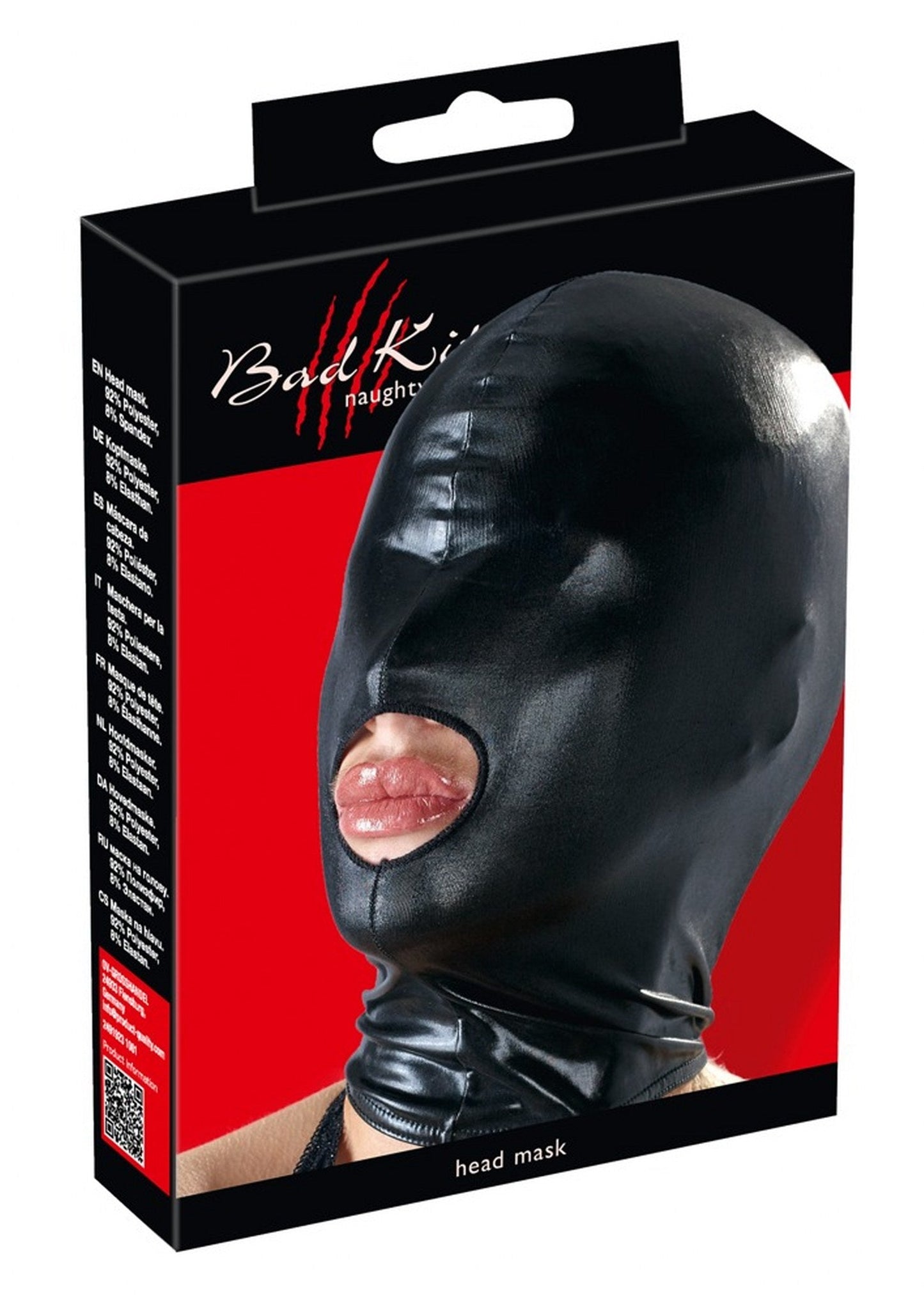 Bad Kitty Wetlook Hood Zwart – Afgesloten Ogen Mondopening - BDSM - Hoofdmaskers & Hoods - SM - speeltjes