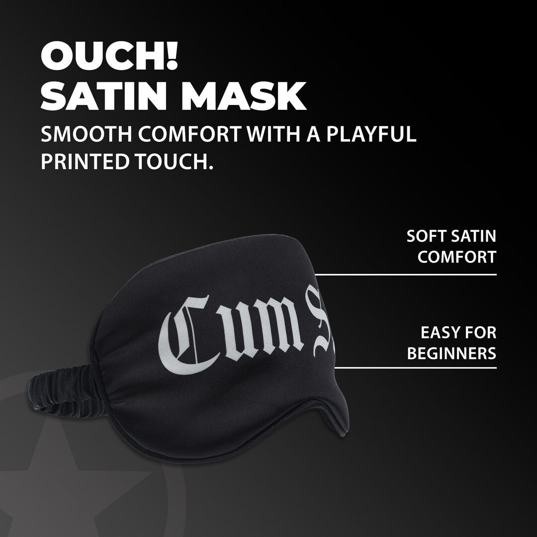 Cum Slut Satijnen Blinddoek – Zwart BDSM Oogmasker met Gedurfde Tekst - BDSM Oogmaskers - SM-speeltjes