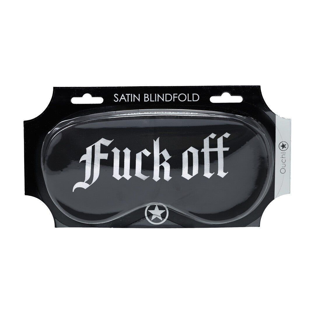 Fuck Off Satijnen Blinddoek Zwart – BDSM Oogmasker met Print - BDSM Oogmaskers - SM - speeltjes
