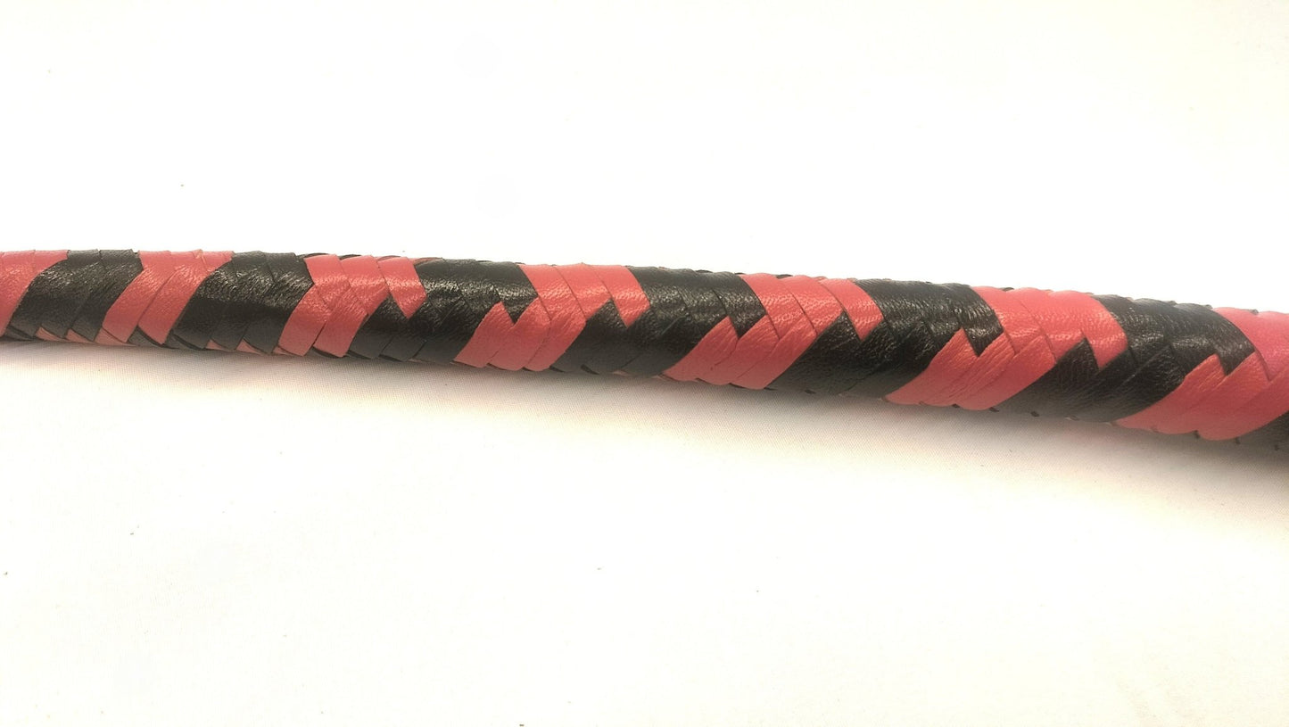 Gespleten Lederen Snakewhip Rood/Zwart – 99cm Impact Zweep - Impact Play Zweep - SM - speeltjes