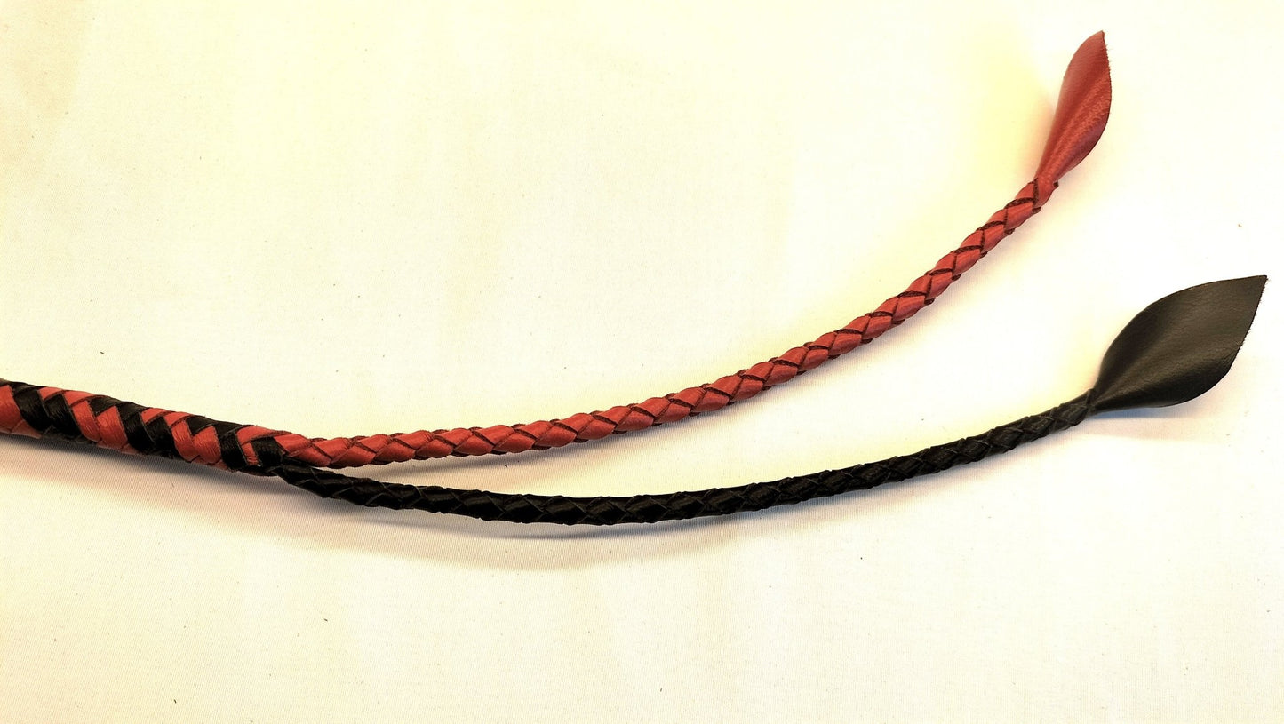 Gespleten Snakewhip 93cm - Impact Play Zweep BDSM Toy Rood Zwart - BDSM - SM - speeltjes