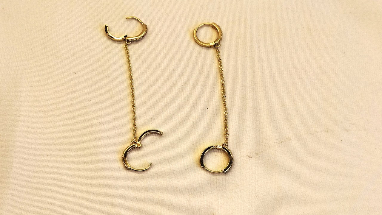 Handboei Oorbellen Zilver Goud - Cuff Oorbel Hangers 14mm - BDSM Sieraden - SM - speeltjes