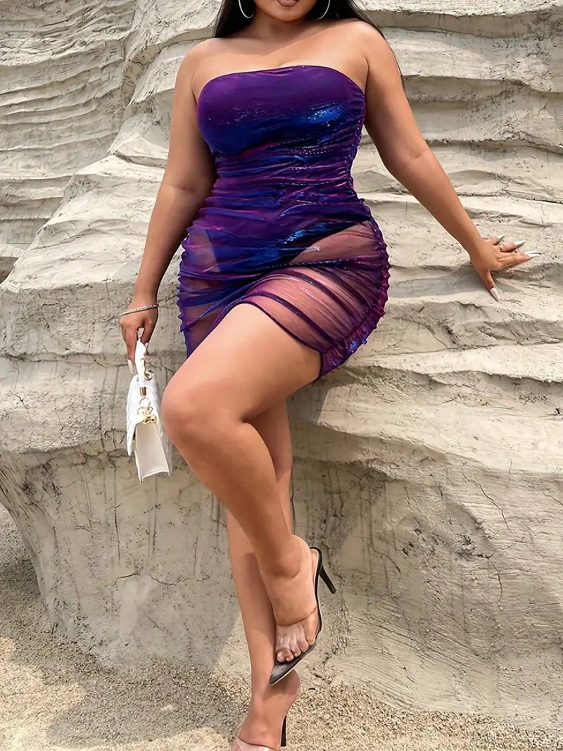 Paars sexy glitter mini jurkje - 2XL - 3XL - 4XL - SM - speeltjes