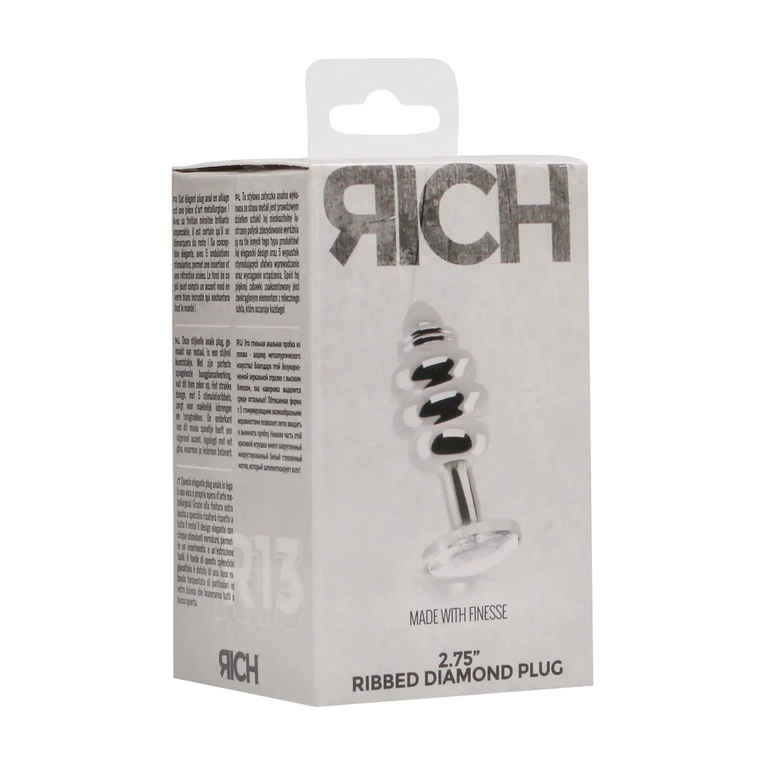 Ribbed Diamond butplug - 2.8" / 7 cm - Silver - SM - speeltjes