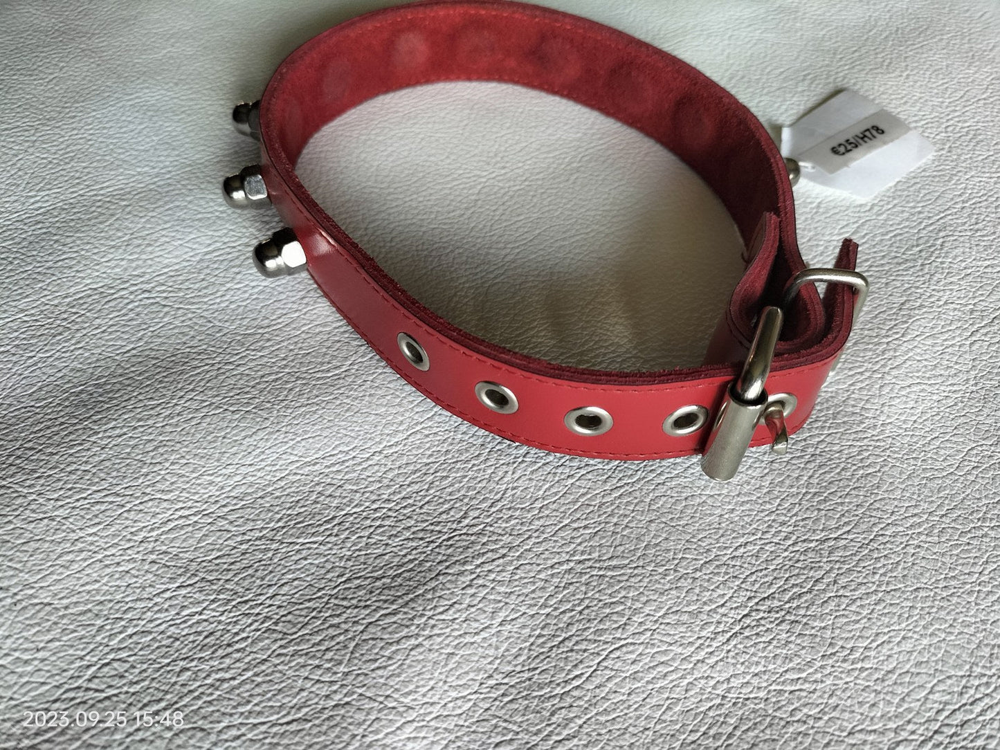 Rode of zwarte lederen collar met studs - SM - speeltjes