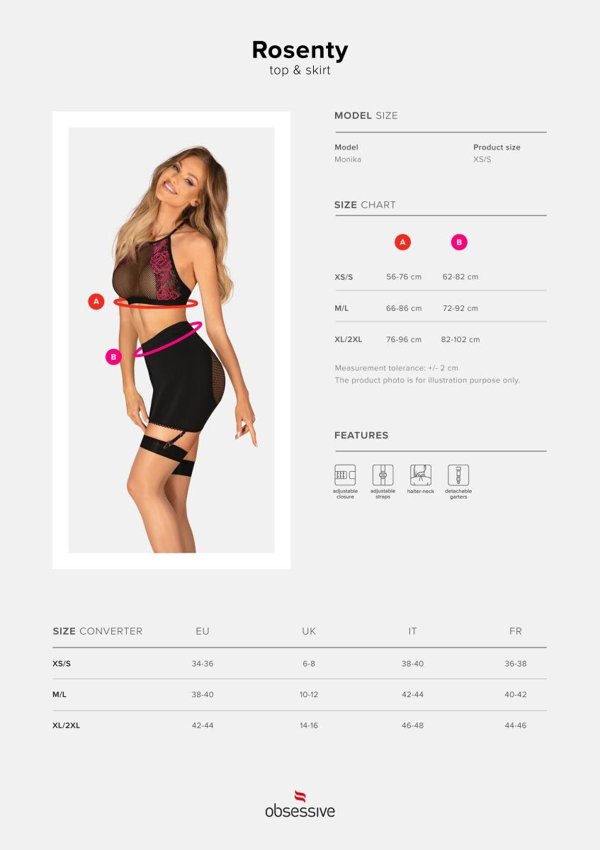 Rosenty Top & Skirt - Zwart/Paars - 2 maten - SM - speeltjes