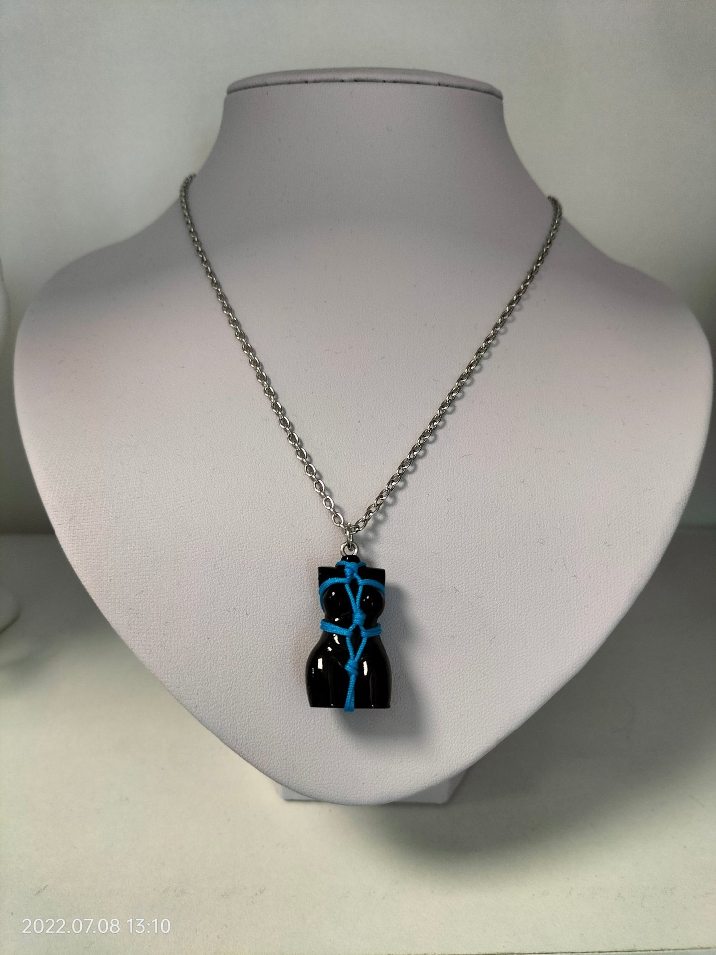 Bondage halsketting touw blauw - SM - speeltjes