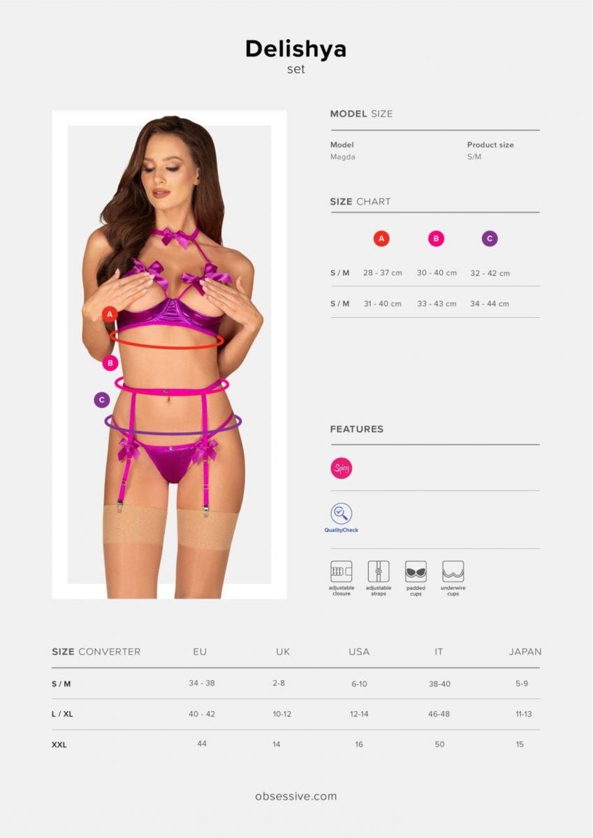 Delishya Jarretel Setje Met Open Cups - Paars (L - XL) - SM - speeltjes