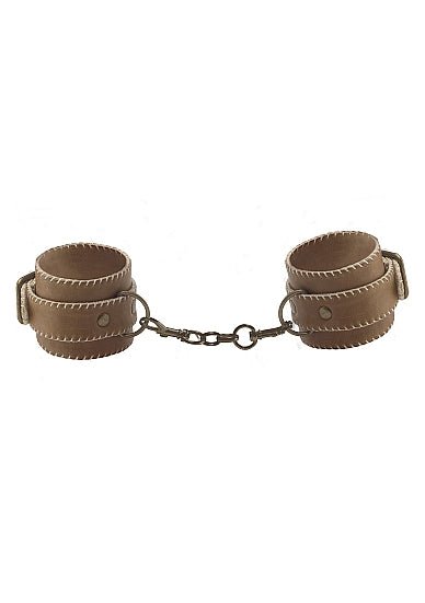 Leather Hand Cuffs - Brown - SM - speeltjes