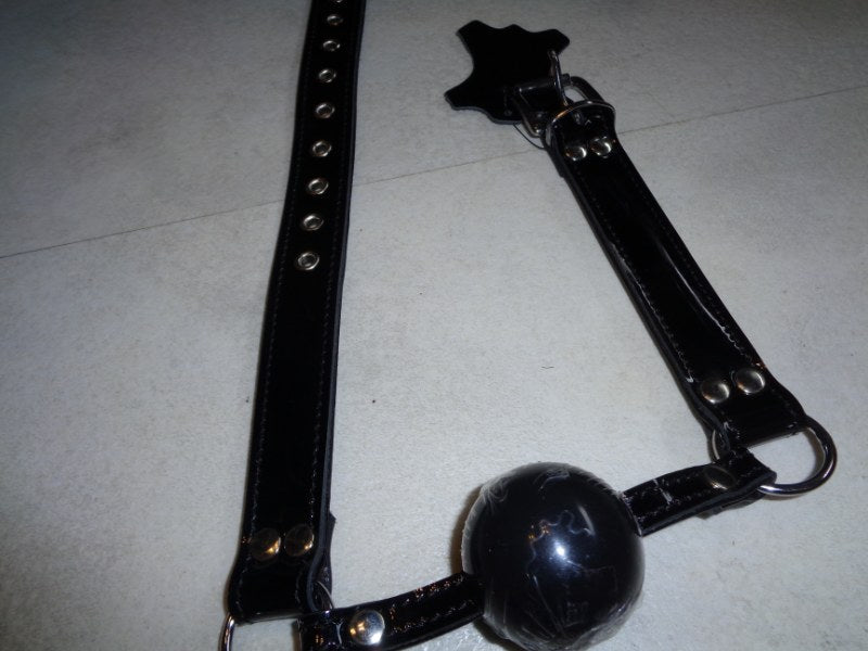 Volledig zwart lak lederen mond gag - SM - speeltjes