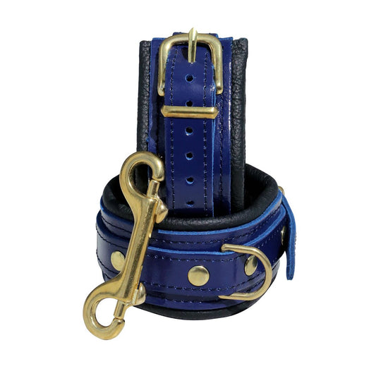 Blauwe Lederen Hand- & Voetboeien met Lakafwerking – Set van 4