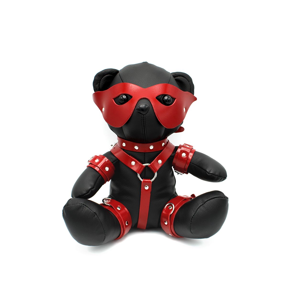 Eddy BDSM Teddy Red – Rode Leren Fetish Knuffel 30 cm