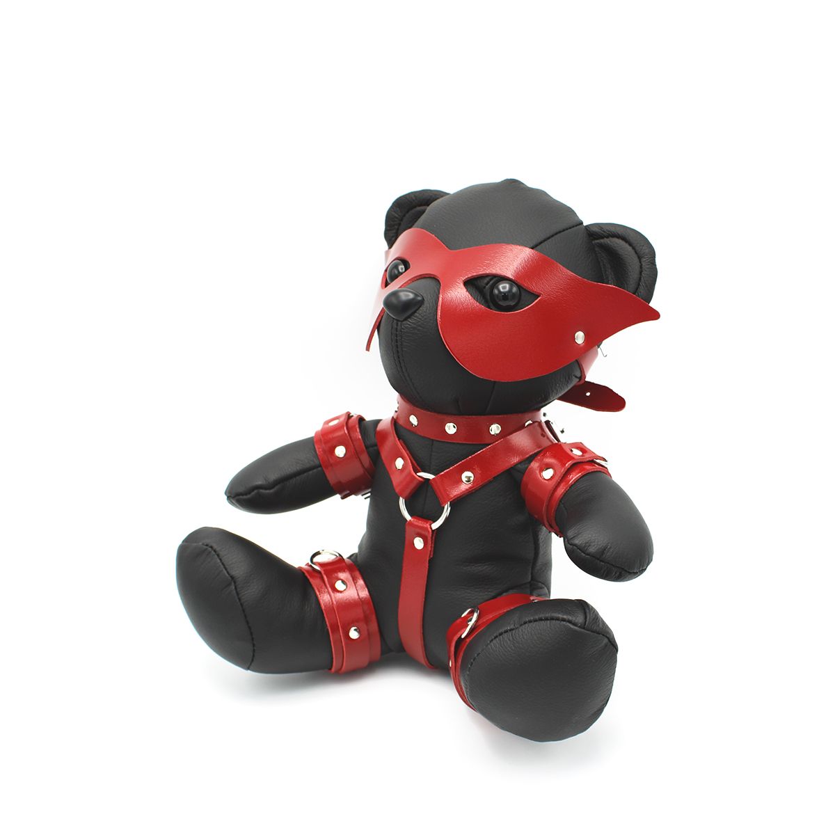 Eddy BDSM Teddy Red – Rode Leren Fetish Knuffel 30 cm