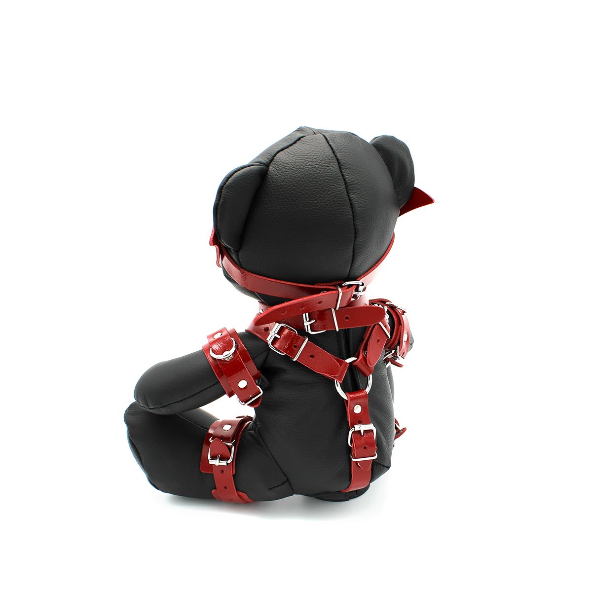 Eddy BDSM Teddy Red – Rode Leren Fetish Knuffel 30 cm