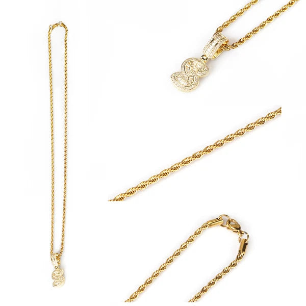 Halsketting met 'S' Hanger Goudkleurig – Submissive Sieraad met Glassteentjes 58 cm