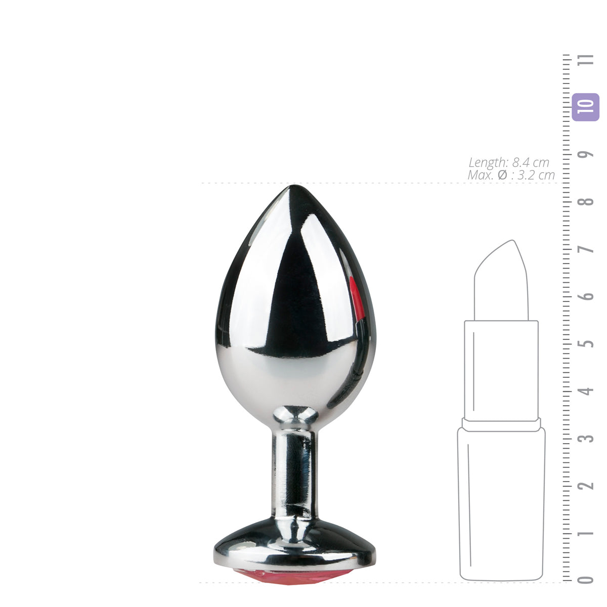 Aluminium Buttplug met Roze Kristal – Maat M | Temperatuurgevoelig