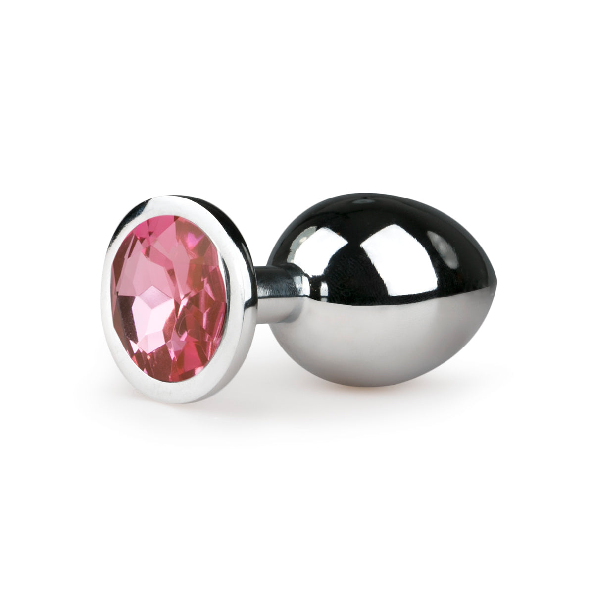 Aluminium Buttplug met Roze Kristal – Maat M | Temperatuurgevoelig