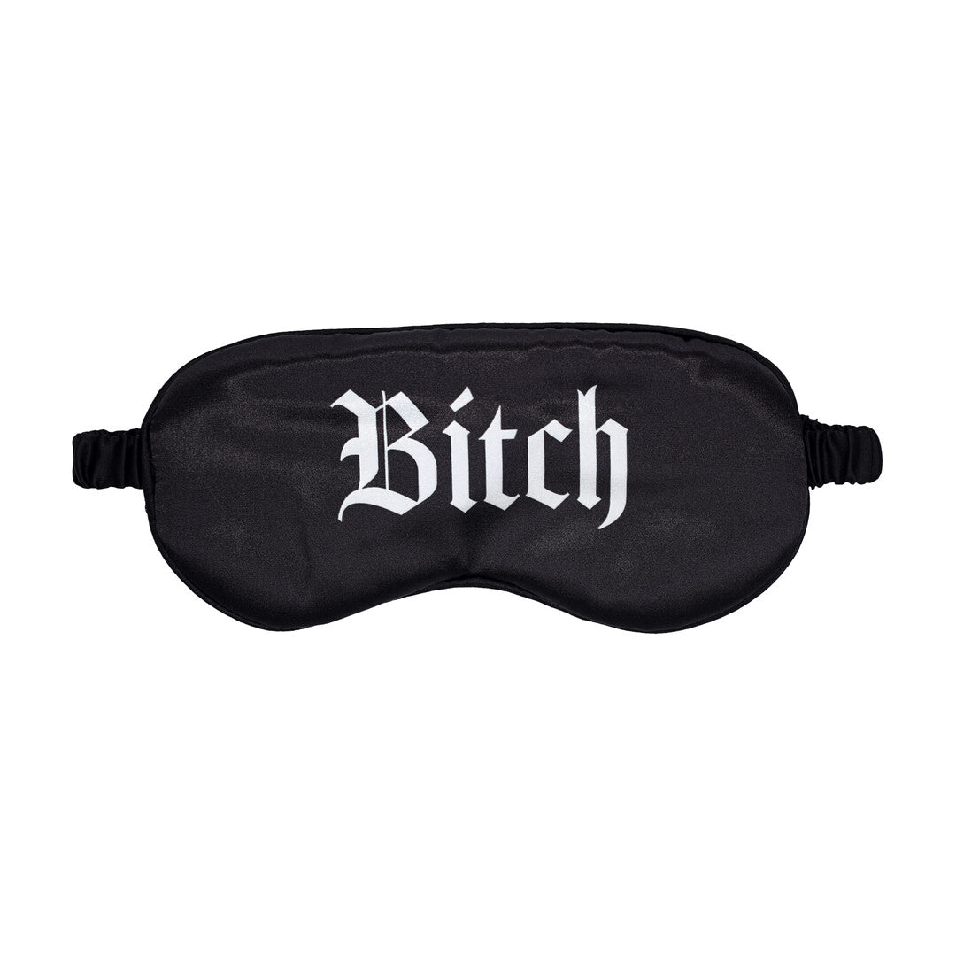 Bitch Satijnen Blinddoek – Zwart BDSM Oogmasker | Gedurfde Print