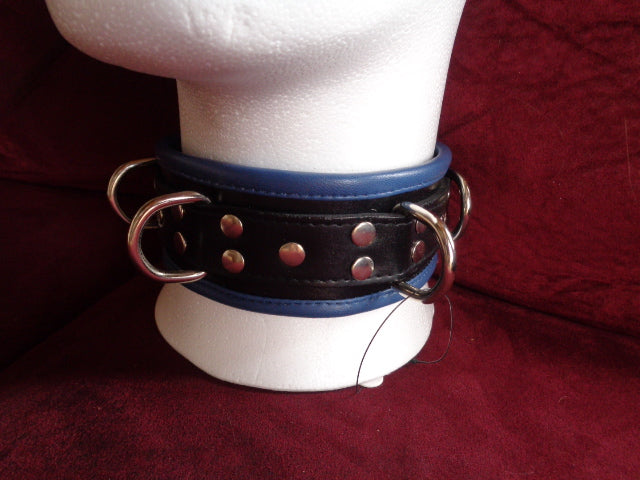 black leather collar with colored lining