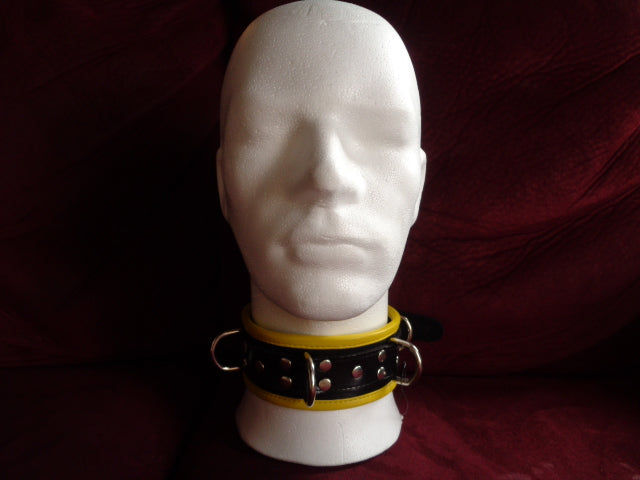 black leather collar with colored lining