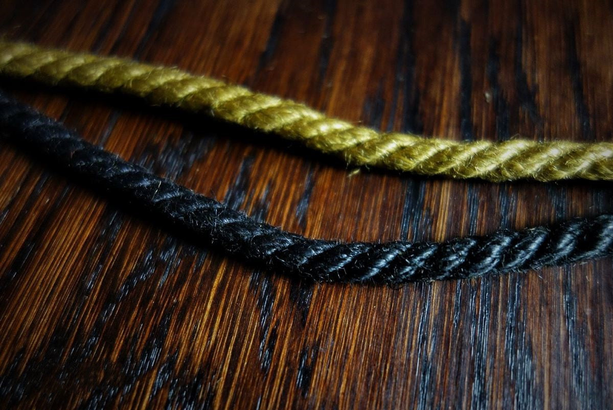 Duo color jute rope 6 mm black/gold yellow