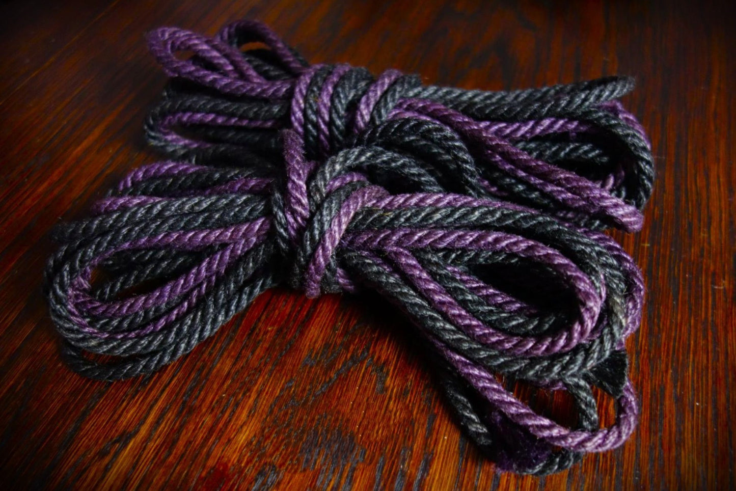 Duo color jute touw 6 mm black/violet