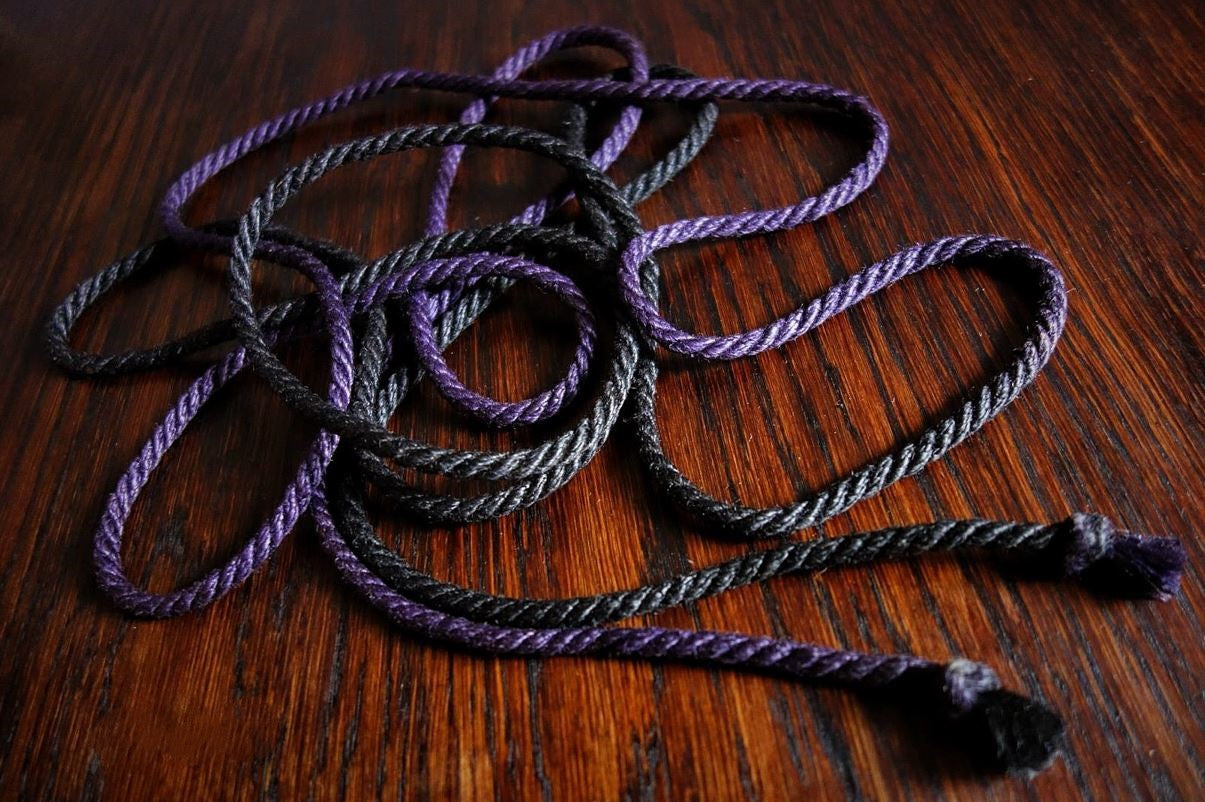 Duo color jute rope 6 mm black/violet