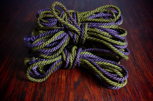 Duo color jute touw 6 mm violet/olive