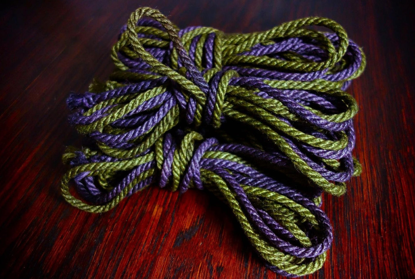 Duo color jute rope 6 mm violet/olive