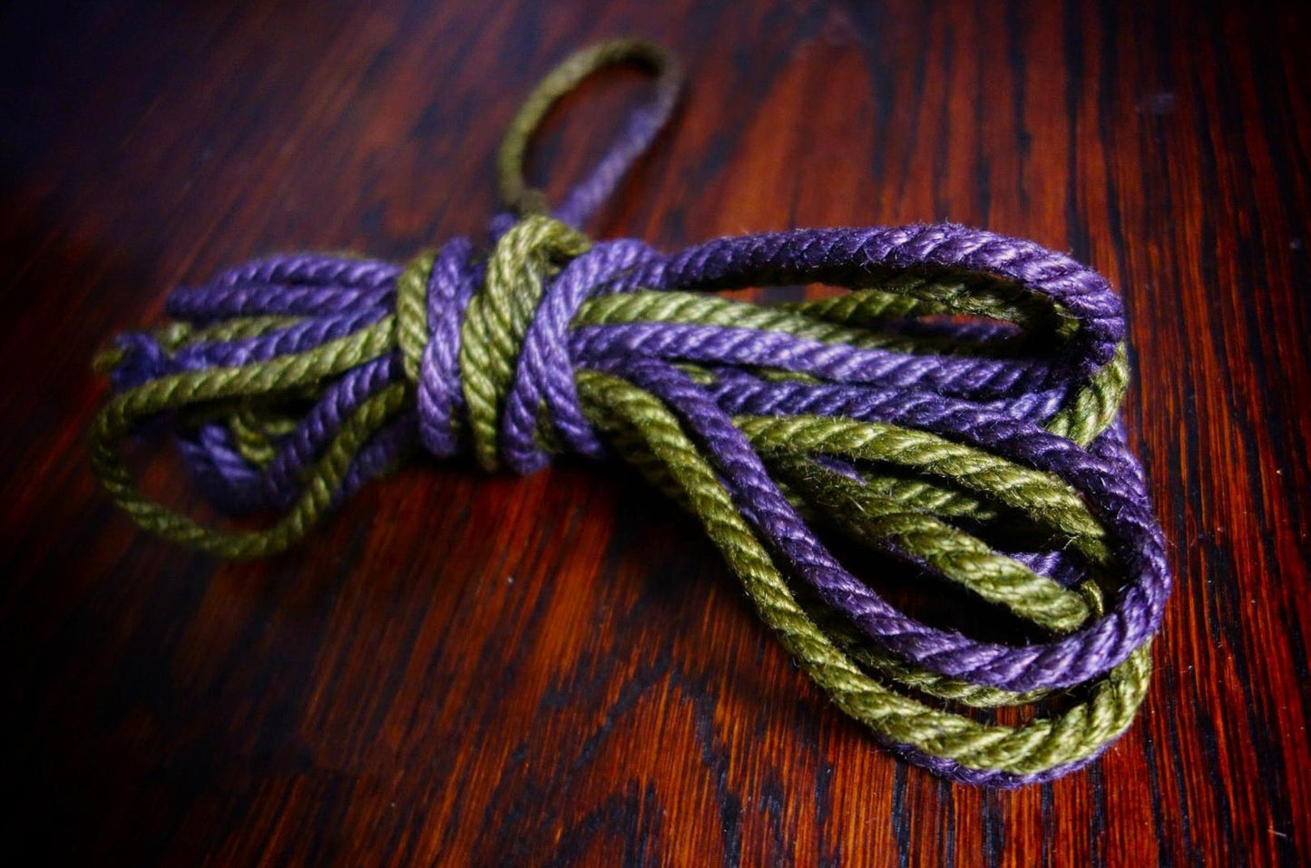 Duo color jute rope 6 mm violet/olive