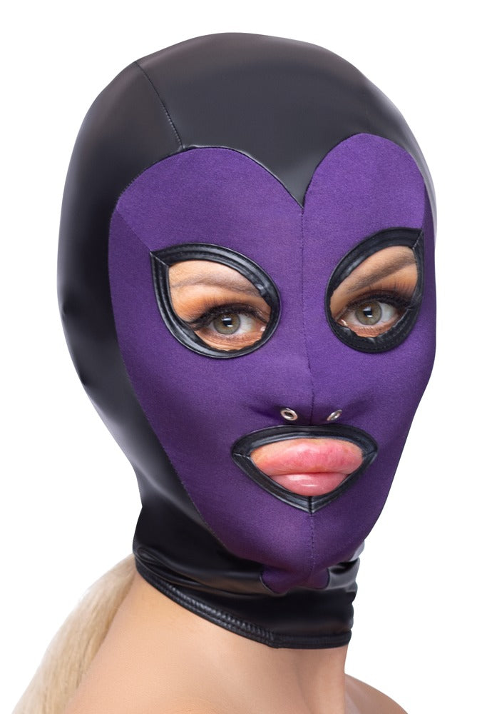 Masque de tête noir/violet pour chat de bain