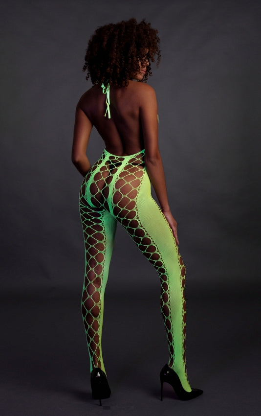 Bodystocking with Halterneck - Neon Green OS and QS
