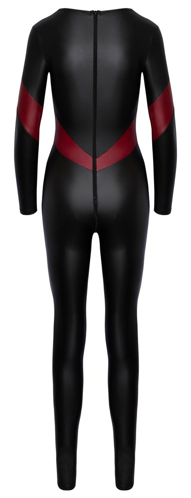 Jumpsuit zwart met rode accenten
