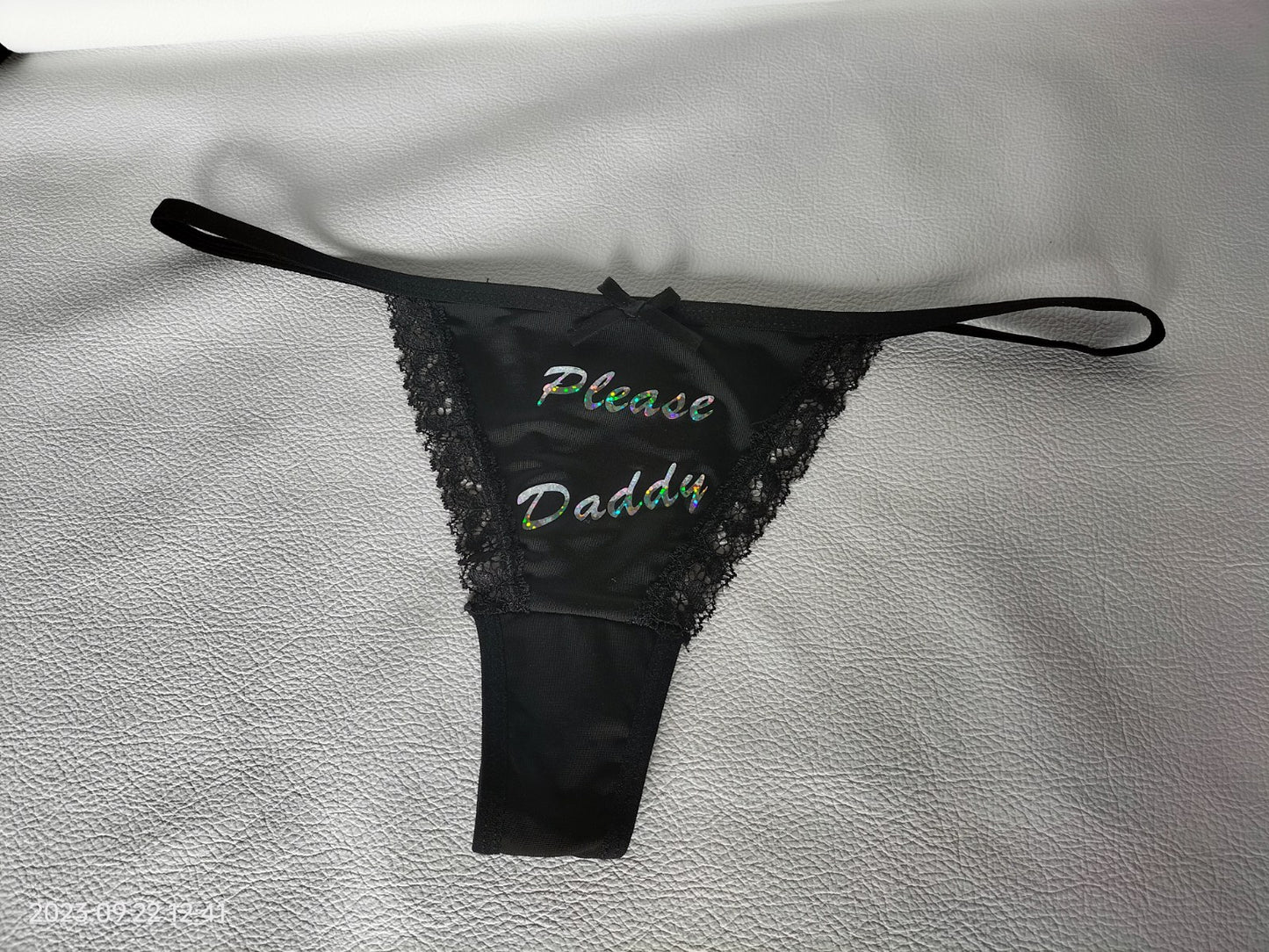 Please Daddy panties black with effect print