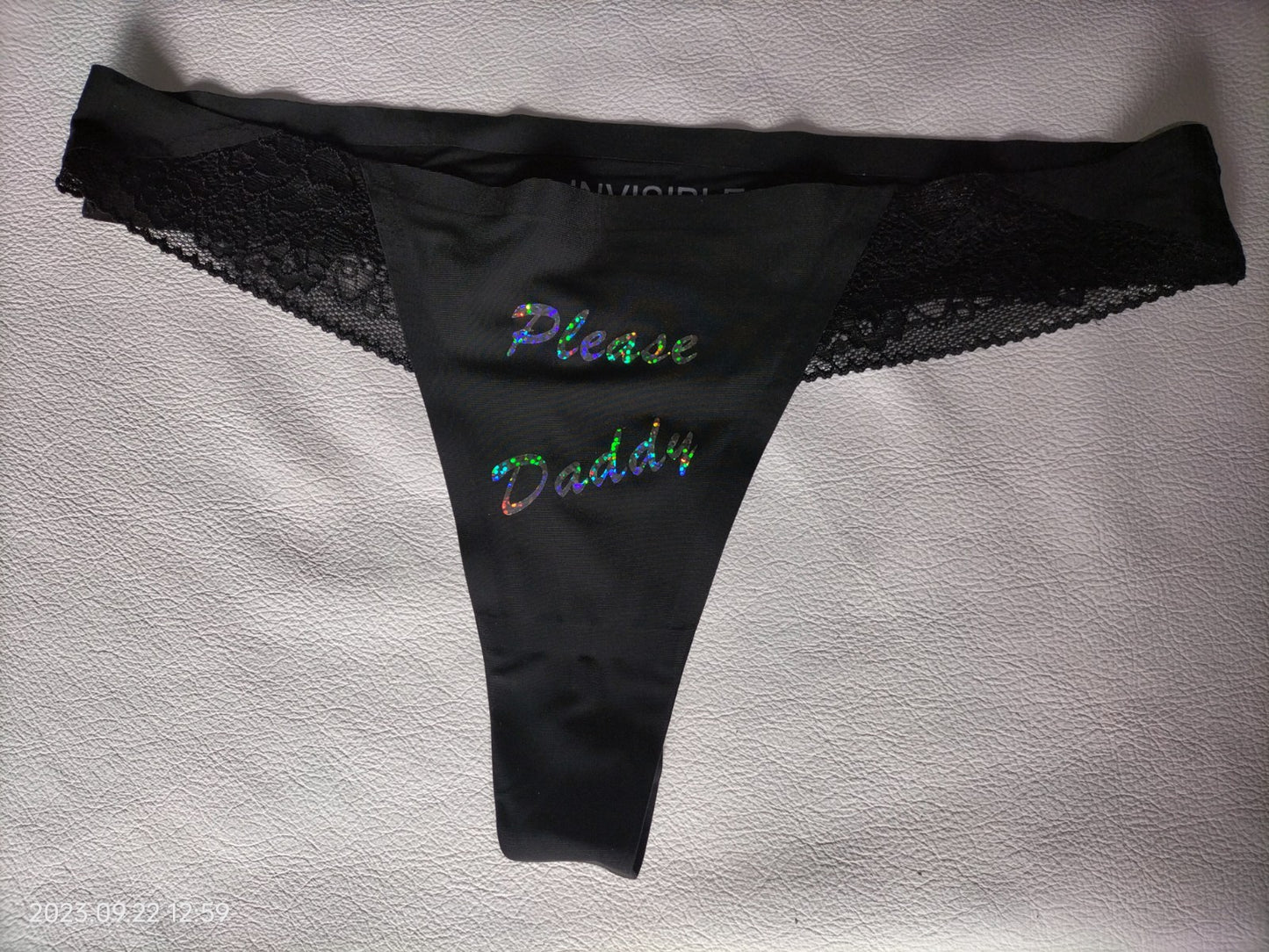 Please Daddy panties black with effect print