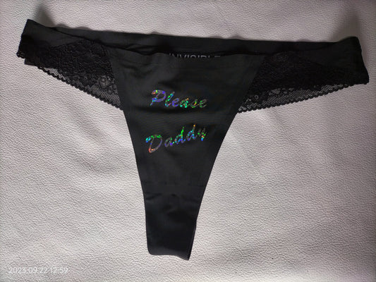 Please Daddy culotte noire avec imprimé effet