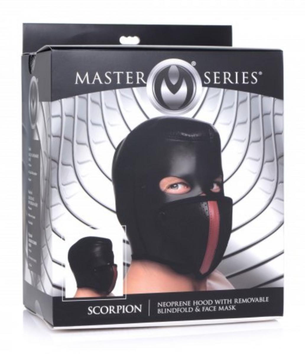 Scorpion hoofdmasker met rood accent