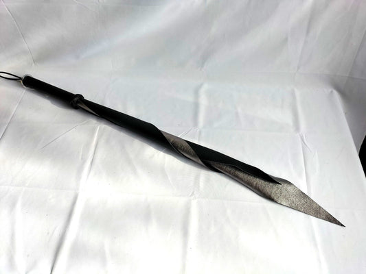 Dragon tail zwart/zilver leer 70 cm