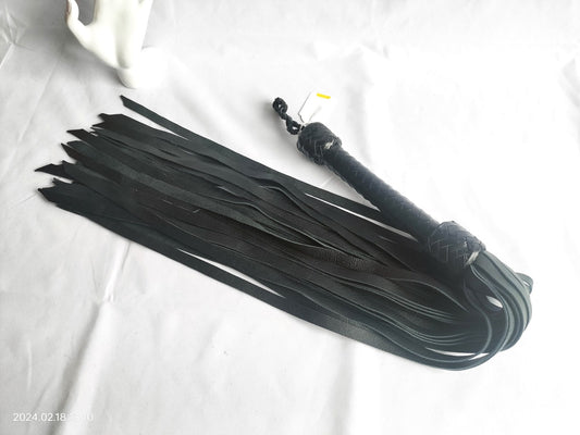 Black cowhide leather flogger