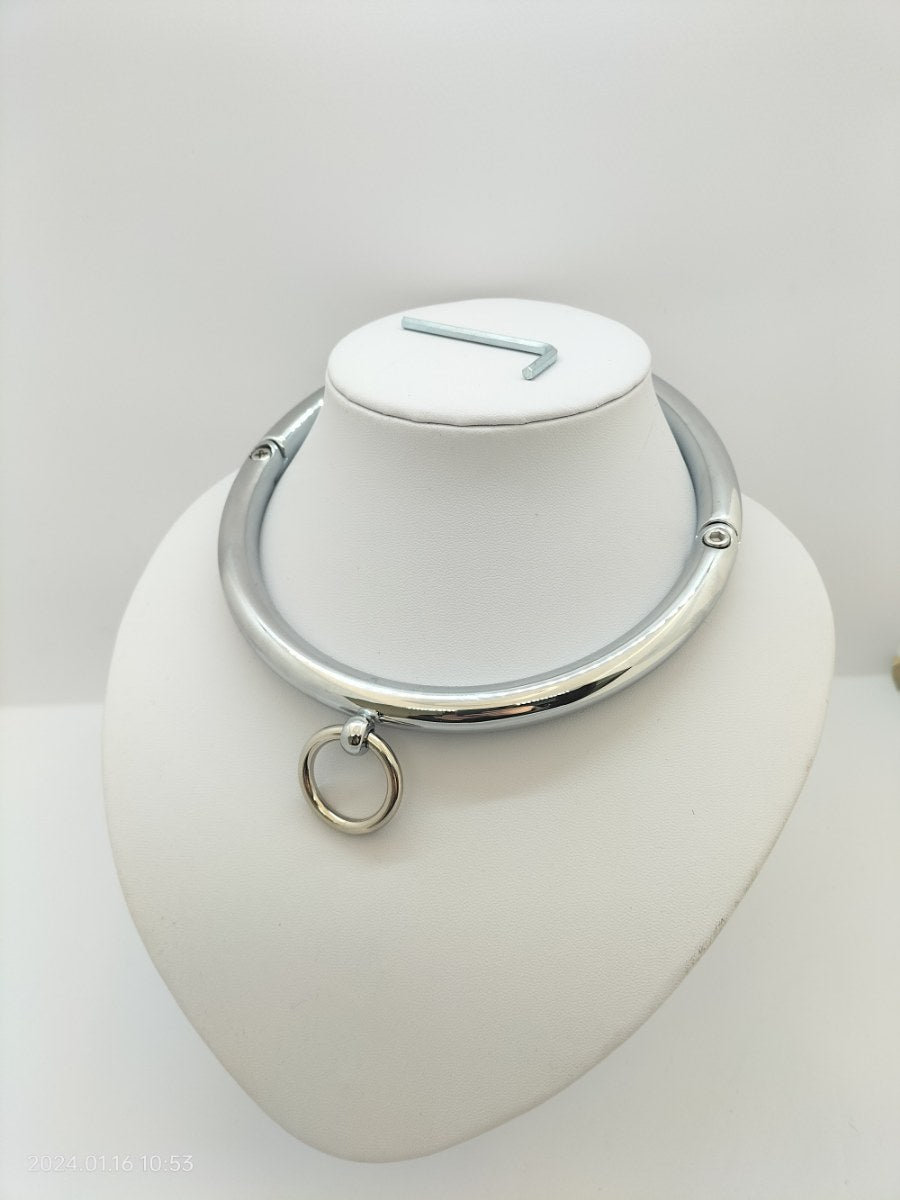 Verchroomde stalen collar met O ring 12cm diameter of 14 cm diameter