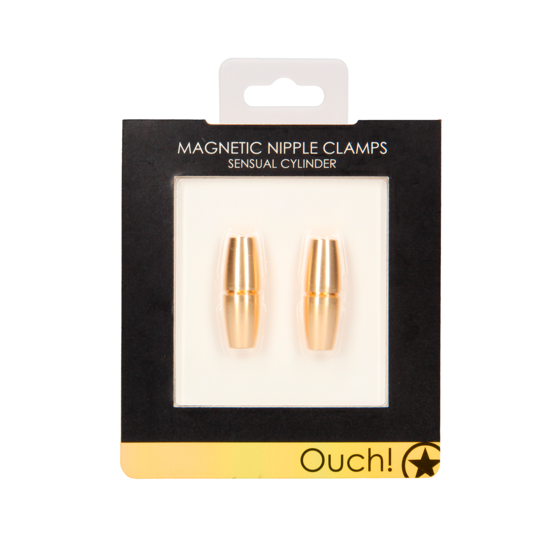 Sensual cylinder magnetic nipple clamps gold