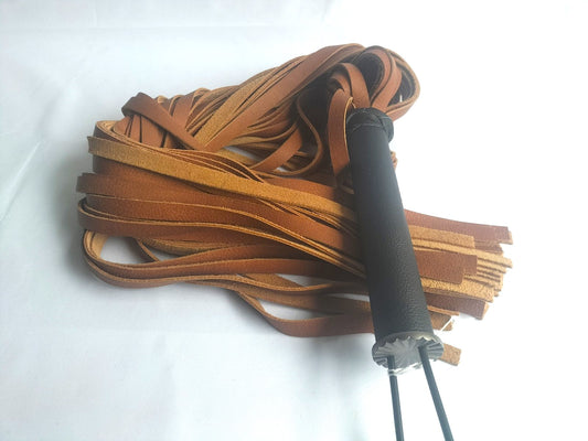 Cognac buffel leder flogger 70 cm falls