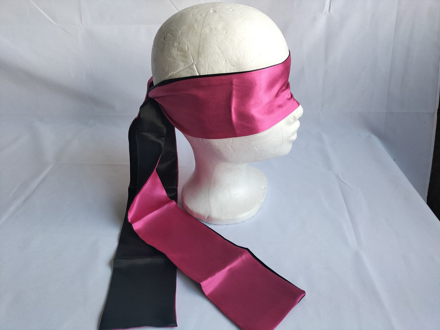 Black nappa leather eye mask with lace-up closure