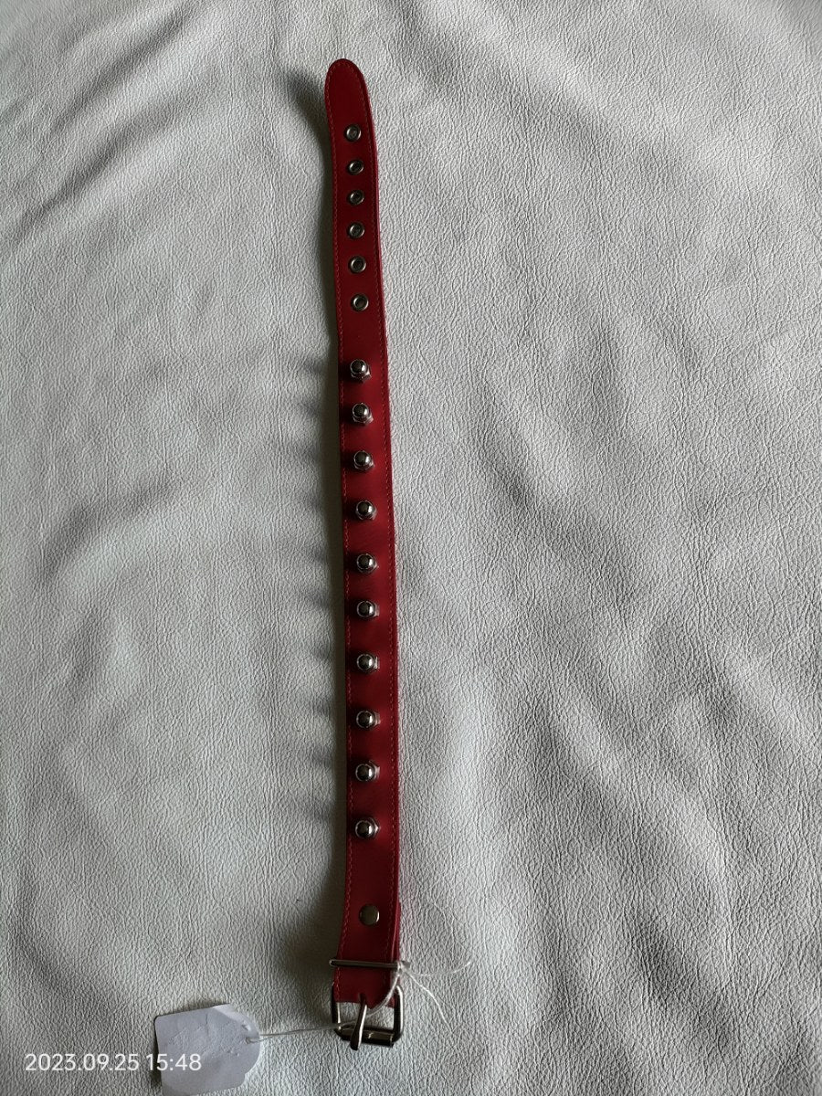 Red or black leather collar with studs