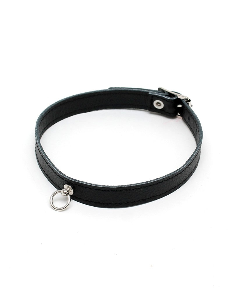 Black nappa leather daily collar (1.5cm wide)
