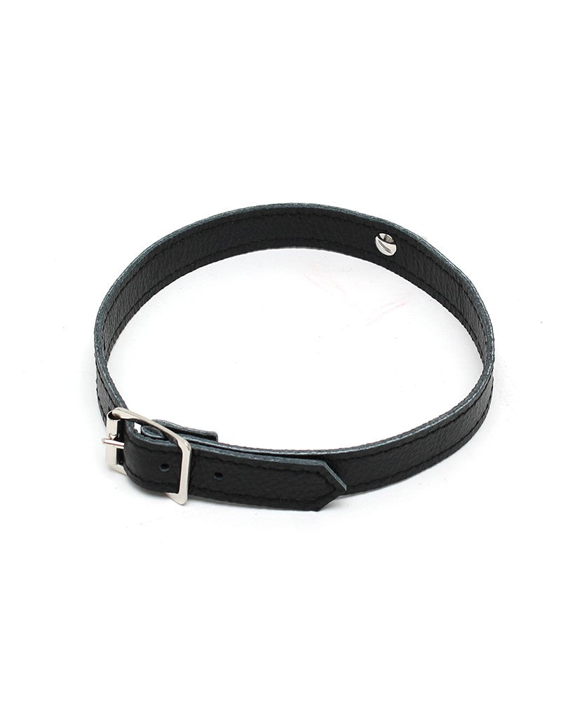 Black nappa leather daily collar (1.5cm wide)