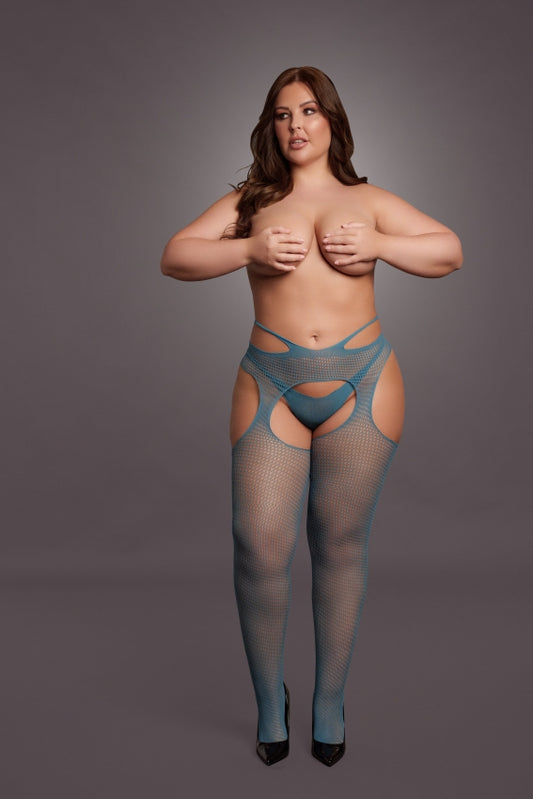 Suspender Panty with Strappy Waist - Blue OS and QS