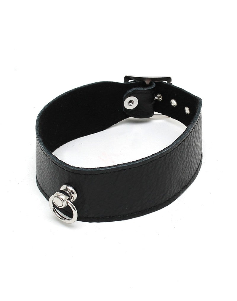 Black nappa leather collar 4 cm wide (2 sizes)